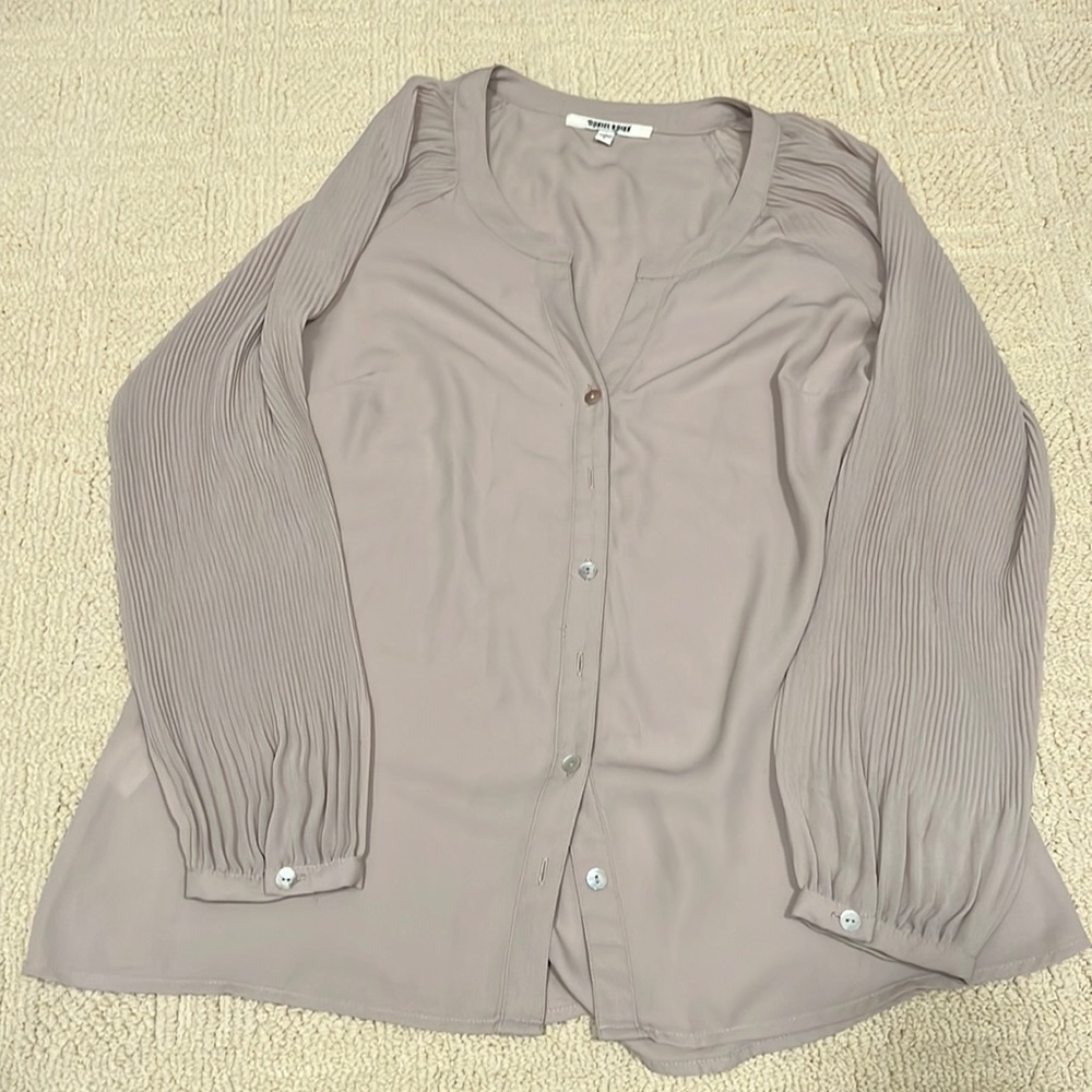 Taupe Blouse with Flowy Sleeves
